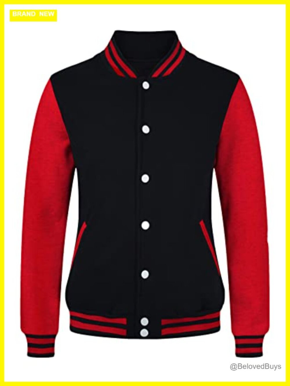 Women's Varsity Baseball Jacket Cotton Fleece Coat Button Down Outwear